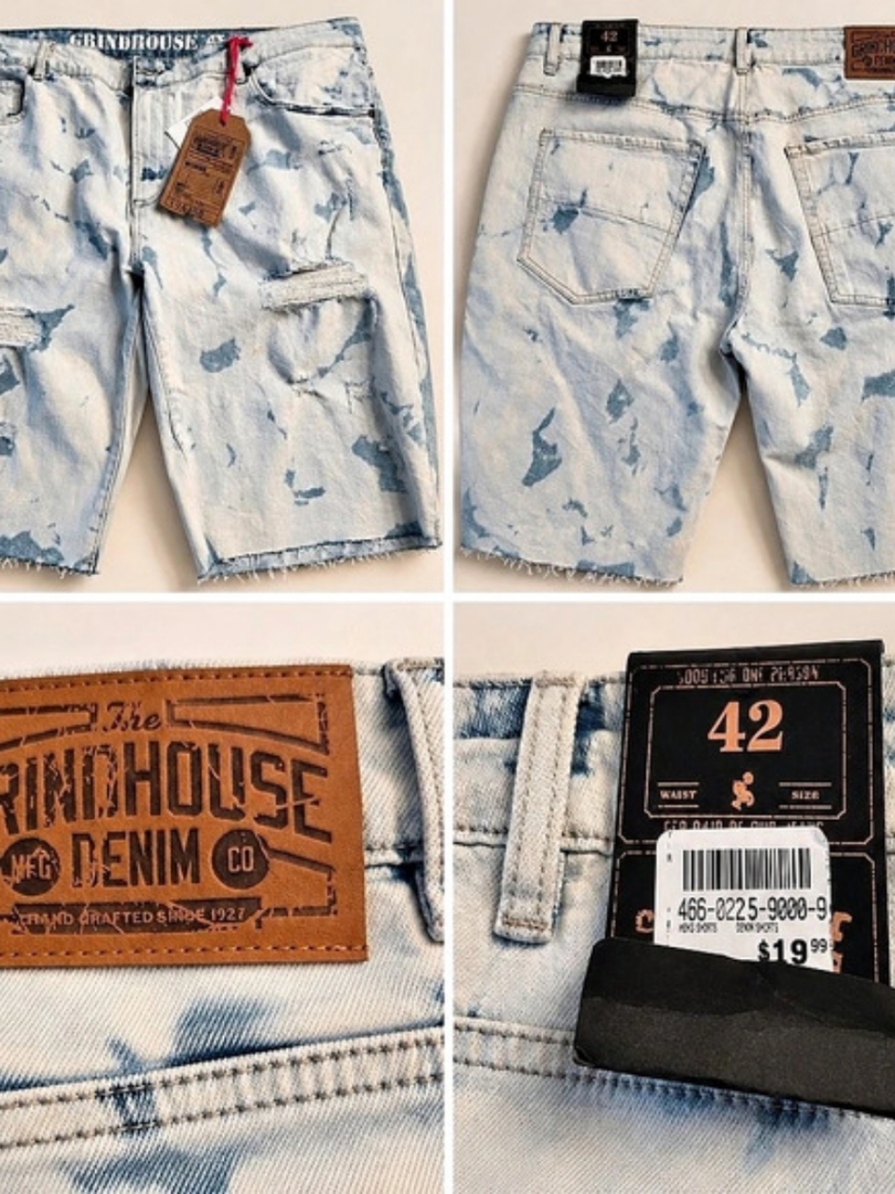 Grindhouse Denim Co. Jean Shorts Blue Waist 42 NWT